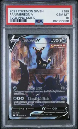 Pokemon TCG Umbreon V Full Alt Art #189 Evolving Skies PSA 10 Gem Mint - Image 1