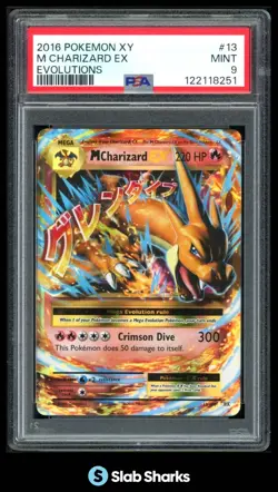 2016 POKEMON XY EVOLUTIONS #13/108 MEGA CHARIZARD EX HOLO PSA 9 - Image 1