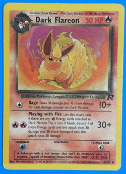 Dark Flareon 35/82 Team Rocket 2000 Unlimited WOTC Vintage Pokemon LP - Image 1