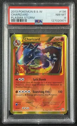 CHARIZARD PSA 8 2013 POKEMON BLACK & WHITE PLASMA STORM #136/135 NM-MT 0971 - Image 1