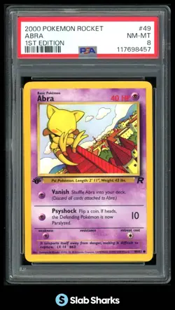 2000 POKEMON TEAM ROCKET 1ST EDITION #49/82 ABRA PSA 8 - Image 1