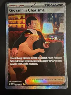 Pokemon TCG Giovanni's Charisma Full Art Trainer Card SV151 204/165 Illustration - Image 1