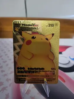 Pikachu VMax HP310 Gold Foil Fan Art Textured Collector Pokemon Card 044/185 . - Image 1