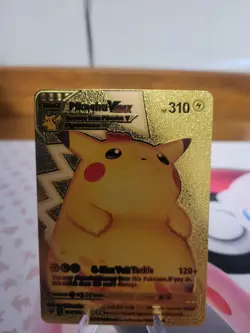 Pikachu VMax HP310 Gold Foil Fan Art Textured Collector Pokemon Card 044/185 . - Image 2