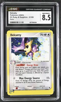 CGC 8.5 Delcatty 2003 EX Ruby & Sapphire 5/109 Holo Pokemon Card - Image 1