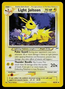Pokemon Card - Light Jolteon Neo Destiny 48/105 Uncommon Non Holo - Image 1