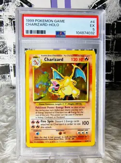 1999 Pokemon Charizard Holo #4 Card PSA Graded EX 5 - Image 1