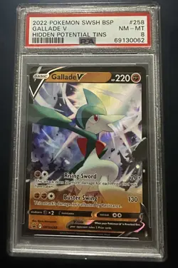 Pokemon Gallade V - SWSH258 - SWSH Black Star Promo Hidden Potential PSA 8 Card - Image 1