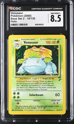 CGC 8.5 Venusaur 2000 Base Set 2 18/130 Holo Pokemon Card - Image 1