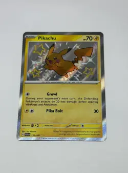Pokemon Card TCG Pikachu 131/091 Baby Shiny Holo Rare Card Paldean Fates NM/M - Image 1