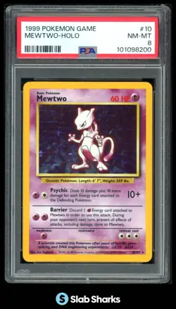1999 POKEMON SET UNLIMITED #10/102 MEWTWO RARE HOLO PSA 8 - Image 1