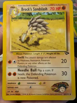 Pokemon TCG Brock's Sandslash Gym Heroes Regular Rare Unlimited Card 23/132 NM - Image 1