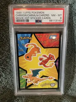 Charizard Evolution Set Pokemon Movie Edition Topps Sticker PSA 8 - Image 1