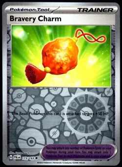 Pokemon TCG Bravery Charm 173/193 2023 Paldea Evolved Reverse Holo Uncommon - LP - Image 1