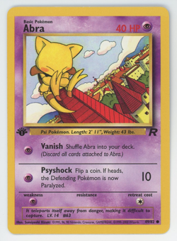 Abra 49/82 1st Edition NM LP MP HP Common Team Rocket Pokemon Card 2000 WOTC Fir - Image 1