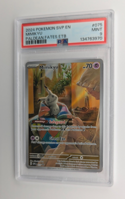 PSA 9 Mint Mimikyu #75 2024 Pokemon TCG Paldean Fates Black Star Promo - Image 2