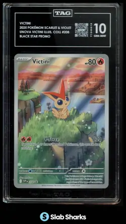 2025 POKEMON SV BLACK STAR PROMOS #208 VICTINI ILLUSTRATION COLLECTION TAG 10 - Image 1