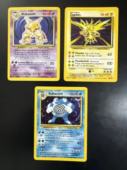 Pokemon 1999 Base Set HOLOS Lot of 3,Alakazam,Zapdos,Poliwrath - Image 1