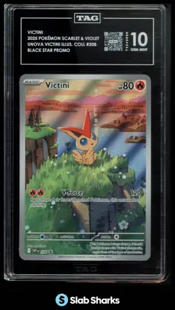 2025 POKEMON S&V BLACK STAR PROMOS #208 VICTINI ILLUSTRATION COLLECTION TAG 10 - Image 1