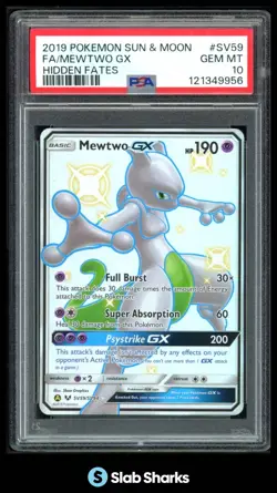2019 POKEMON SUN & MOON HIDDEN FATES #SV59/SV94 MEWTWO GX FULL ART PSA 10 - Image 1