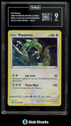 2020 POKEMON SWORD & SHIELD BLACK STAR PROMOS #SWSH029 RAYQUAZA HOLO TAG 9 - Image 1