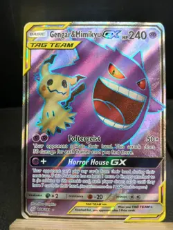 Gengar & Mimikyu GX 164/181 Pokemon tag Team Up LP Pokemon TCG damaged SEE PICS - Image 3