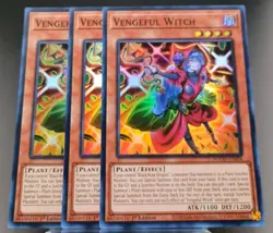 Yugioh! 3x Vengeful Witch DOOD-EN004 Super Rare 1st Ed NM - Image 1