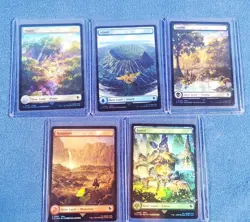 MTG Magic Final Fantasy FOIL Chocobo Track Lands All Holiday Variants 5 Card Set - Image 1
