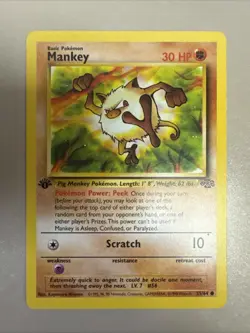 Pokemon Card - Jungle 55/64 - MANKEY (common) **1st Edition** - NM - Image 1