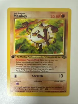 Pokemon Card - Jungle 55/64 - MANKEY (common) **1st Edition** - NM - Image 3