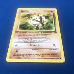 Mankey 55/64 NM+ 1st First Edition Jungle Set Pokemon Card 1999 WOTC TCG - Image 2