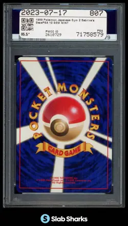 1999 POKEMON JAPANESE GYM 2 SABRINA'S GAZE TRAINER PSA 10 - Image 2