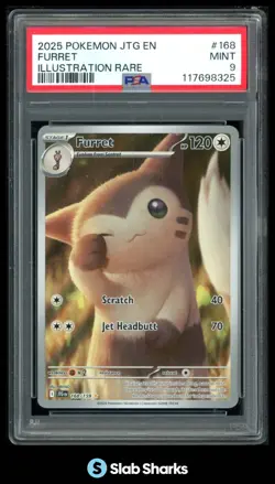 2025 POKEMON SV JOURNEY TOGETHER JTG EN #168/159 FURRET ILLUSTRATION RARE PSA 9 - Image 1