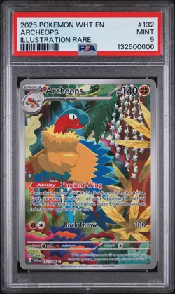 2025 POKEMON WHT EN-WHITE FLARE ILLUSTRATION RARE #132 ARCHEOPS PSA 9 - Image 1