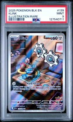 2025 POKEMON BLK EN-BLACK BOLT ILLUSTRATION RARE #139 KLINK PSA 9 - Image 1