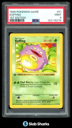 1999 POKEMON SET 1ST EDITION #51/102 KOFFING PSA 9 - Image 1