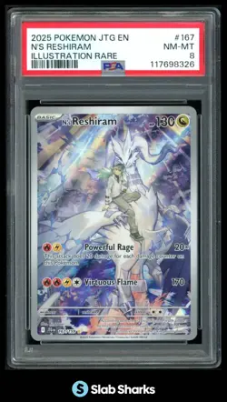 2025 POKEMON SV JOURNEY TOGETHER #167/159 N'S RESHIRAM ILLUSTRATION RARE PSA 8 - Image 1