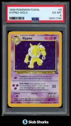 1999 POKEMON FOSSIL #8/62 HYPNO HOLO PSA 6 - Image 1