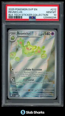 2025 POKEMON SV BS PROMOS - SVP EN #212 REUNICLUS BLK TECH STICKER COLL. PSA 10 - Image 1