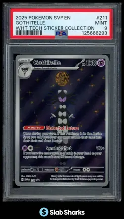 2025 POKEMON SV BLACK STAR PROMOS SVP EN #211 GOTHITELLE WHT STICKER COLL. PSA 9 - Image 1