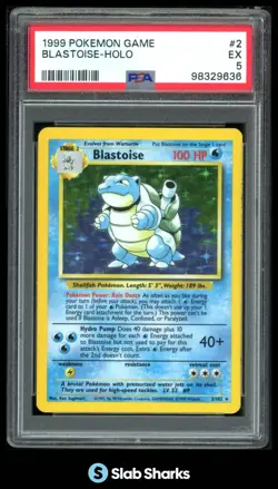 1999 POKEMON SET UNLIMITED #2/102 BLASTOISE RARE HOLO PSA 5 - Image 1