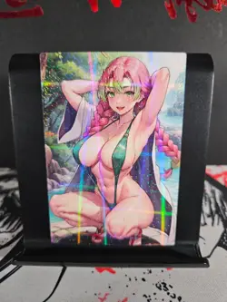 Mitsuri Kanroji Demon Slayer Art Card Holo Glitter Anime Sexy Waifu CCG - Image 1