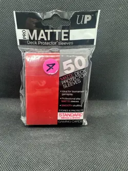 Ultra Pro Matte 50ct Deck Protector Card Sleeves Standard 66mm x 91mm Red - Image 1