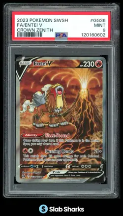 2023 POKEMON SWORD & SHIELD CROWN ZENITH #GG36/GG70 ENTEI V FULL ART PSA 9 - Image 1