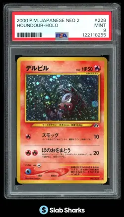 2000 POKEMON POCKET MONSTERS (JPN) NEO 2 #228 HOUNDOUR HOLO PSA 9 - Image 1