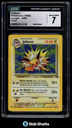 1999 POKEMON JUNGLE #4/64 JOLTEON HOLO RARE CGC 7 - Image 1