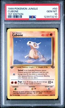1999 POKEMON JUNGLE 1ST ED #50 CUBONE PSA 10 - Image 1