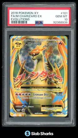 2016 POKEMON XY EVOLUTIONS #101/108 M CHARIZARD EX FULL ART ULTRA RARE PSA 10 - Image 1
