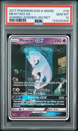 2017 POKEMON SUN & MOON SHINING LEGENDS SECRET #78 MEWTWO GX PSA 10 - Image 3