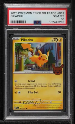 Mirage Holo - Pikachu Pokemon Scarlet & Violet Trick or Trade BOOster PSA 10 - Image 1